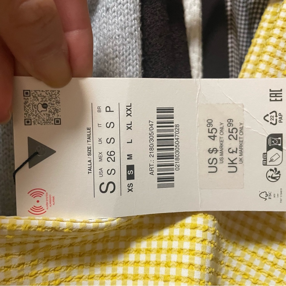 Zara Yellow Gingham Women's Dress - Picture 5 of 5